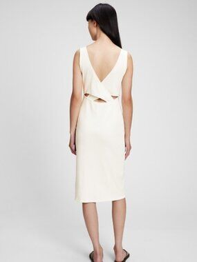 GAP White Cross Back Midi Dress – Women’s Size M Tall